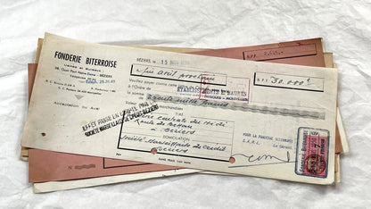 1950s - Lot of 6 Vintage French Bills of Exchange – Handwritten Commercial Documents with Stamps