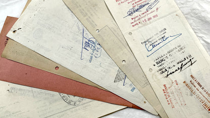 1950s - Lot of 6 Vintage French Bills of Exchange – Handwritten Commercial Documents with Stamps