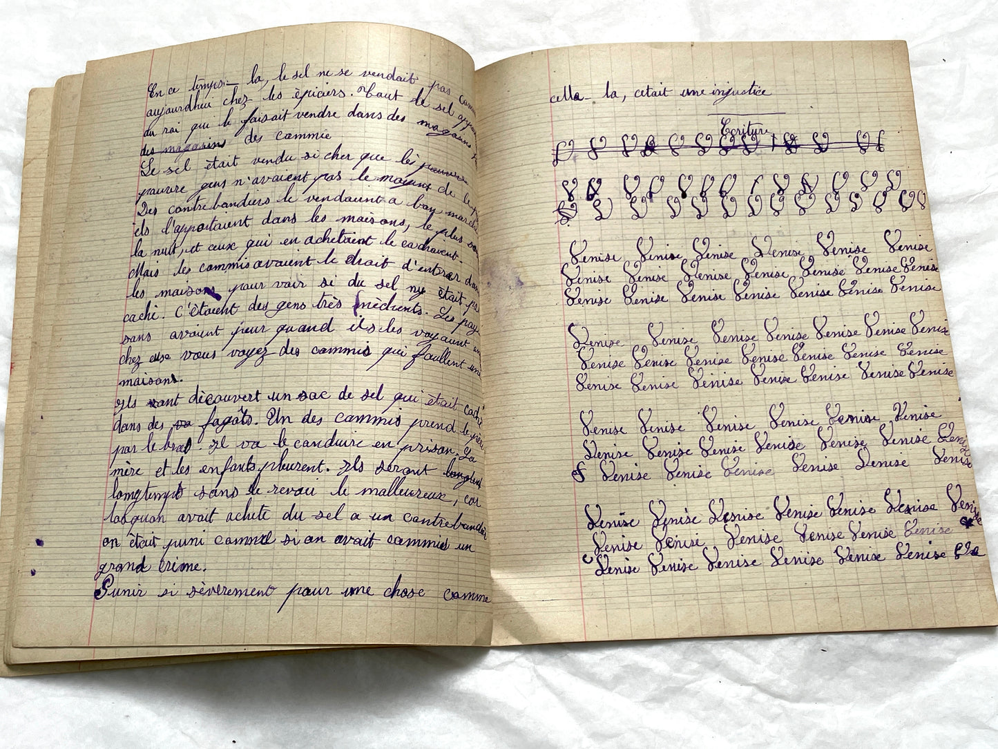 1920s - French Girl's School Notebook - Authentic Vintage French School Exercise Book - Historical Handwritten Education Ephemera