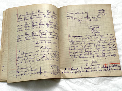 1920s - French Girl's School Notebook - Authentic Vintage French School Exercise Book - Historical Handwritten Education Ephemera