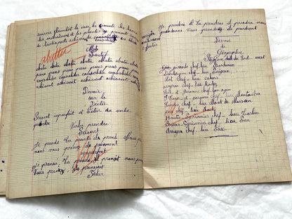 1920s - French Girl's School Notebook - Authentic Vintage French School Exercise Book - Historical Handwritten Education Ephemera
