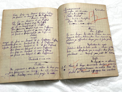 1920s - French Girl's School Notebook - Authentic Vintage French School Exercise Book - Historical Handwritten Education Ephemera