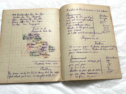 1920s - French Girl's School Notebook - Authentic Vintage French School Exercise Book - Historical Handwritten Education Ephemera