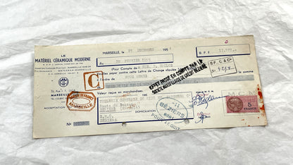 1950s - Lot of 6 Vintage French Bills of Exchange – Handwritten Commercial Documents with Stamps