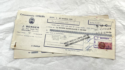 1950s - Lot of 6 Vintage French Bills of Exchange – Handwritten Commercial Documents with Stamps