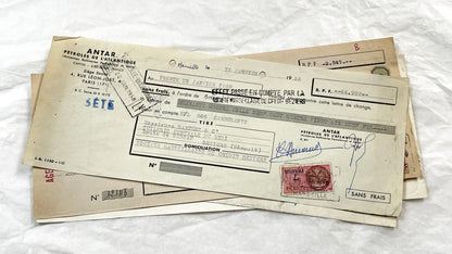 1950s - Lot of 6 Vintage French Bills of Exchange – Handwritten Commercial Documents with Stamps