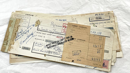 1950s - Lot of 6 Vintage French Bills of Exchange – Handwritten Commercial Documents with Stamps