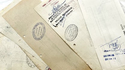 1950s - Lot of 6 Vintage French Bills of Exchange – Handwritten Commercial Documents with Stamps