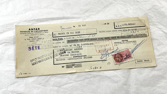 1950s - Lot of 6 Vintage French Bills of Exchange – Handwritten Commercial Documents with Stamps