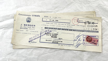 1950s - Lot of 6 Vintage French Bills of Exchange – Handwritten Commercial Documents with Stamps