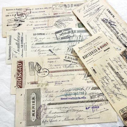 1920s - Lot of 6 Vintage French Bills of Exchange – Handwritten Commercial Documents with Stamps