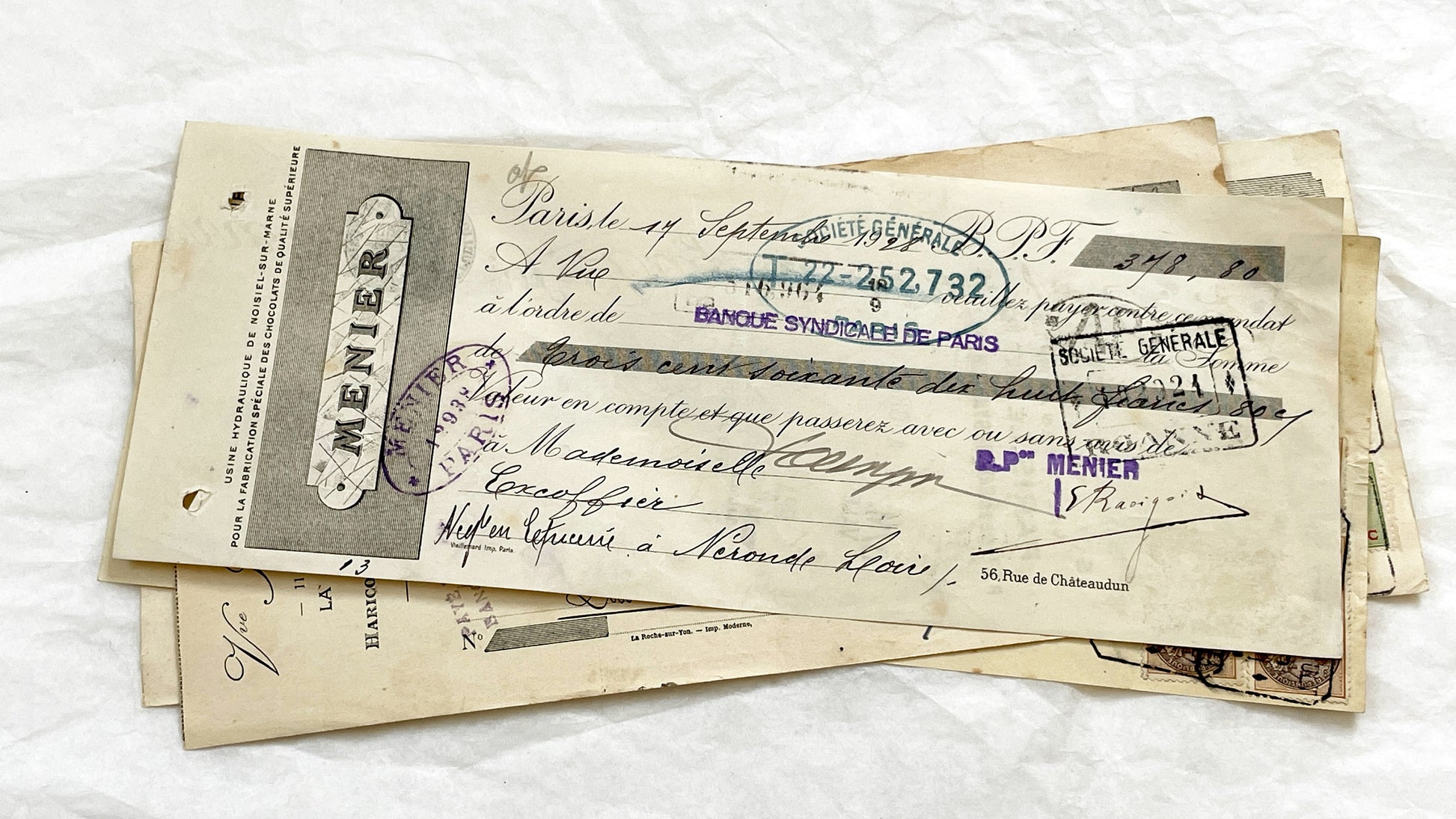 1920s - Lot of 6 Vintage French Bills of Exchange – Handwritten Commercial Documents with Stamps