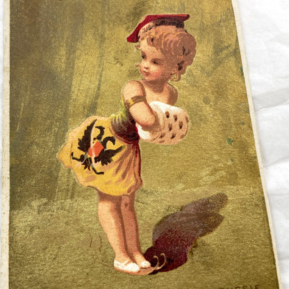 Late 19th - Set of Three Chocolatier Advertising Trade Cards - Antique French Chromolithographs - National Costume Children Set