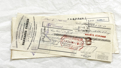 1940s - Lot of 6 Vintage French Bills of Exchange – Handwritten Commercial Documents with Stamps