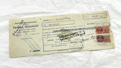 1940s - Lot of 6 Vintage French Bills of Exchange – Handwritten Commercial Documents with Stamps