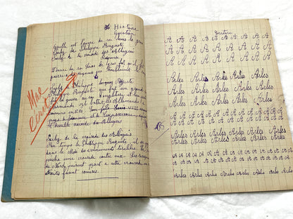 1920s - French School Notebook - Young Girl's Handwritten Lessons from 1925 France - Authentic Vintage Educational Ephemera