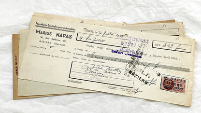 1940s - Lot of 6 Vintage French Bills of Exchange – Handwritten Commercial Documents with Stamps