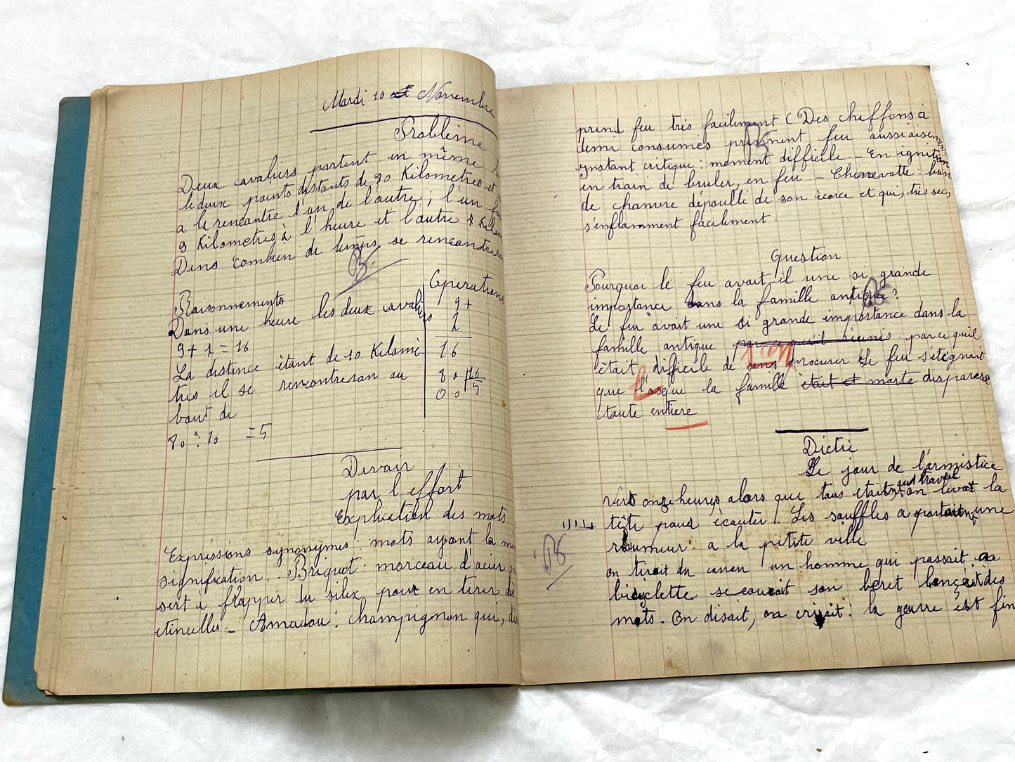 1920s - French School Notebook - Young Girl's Handwritten Lessons from 1925 France - Authentic Vintage Educational Ephemera