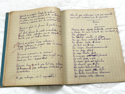 1920s - French School Notebook - Young Girl's Handwritten Lessons from 1925 France - Authentic Vintage Educational Ephemera