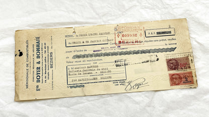 1940s - Lot of 6 Vintage French Bills of Exchange – Handwritten Commercial Documents with Stamps