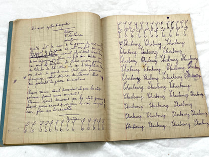 1920s - French School Notebook - Young Girl's Handwritten Lessons from 1925 France - Authentic Vintage Educational Ephemera