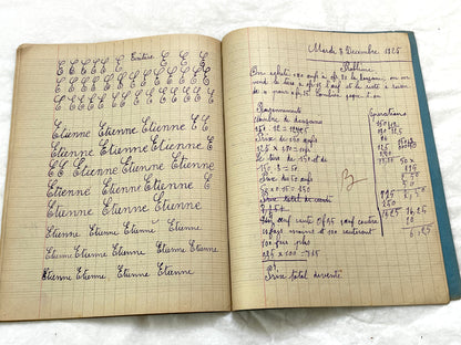 1920s - French School Notebook - Young Girl's Handwritten Lessons from 1925 France - Authentic Vintage Educational Ephemera