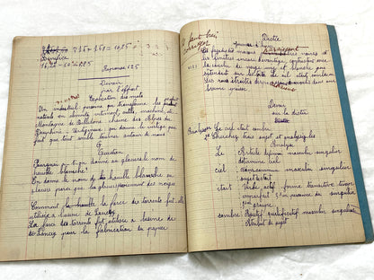 1920s - French School Notebook - Young Girl's Handwritten Lessons from 1925 France - Authentic Vintage Educational Ephemera