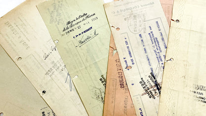 1940s - Lot of 6 Vintage French Bills of Exchange – Handwritten Commercial Documents with Stamps