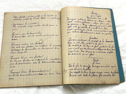 1920s - French School Notebook - Young Girl's Handwritten Lessons from 1925 France - Authentic Vintage Educational Ephemera