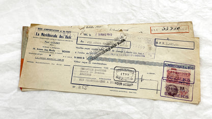 1940s - Lot of 6 Vintage French Bills of Exchange – Handwritten Commercial Documents with Stamps