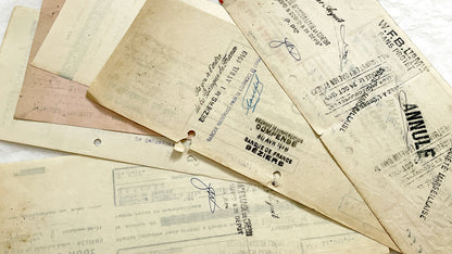 1940s - Lot of 6 Vintage French Bills of Exchange – Handwritten Commercial Documents with Stamps