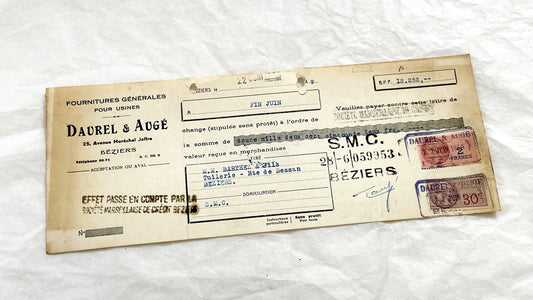 1940s - Lot of 6 Vintage French Bills of Exchange – Handwritten Commercial Documents with Stamps