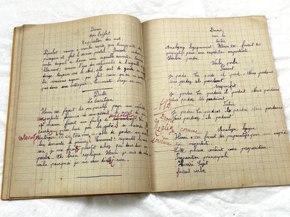 1920s - French School Notebook - Young Girl's Handwritten Lessons in French, Geography, and Math - Vintage Education Ephemera