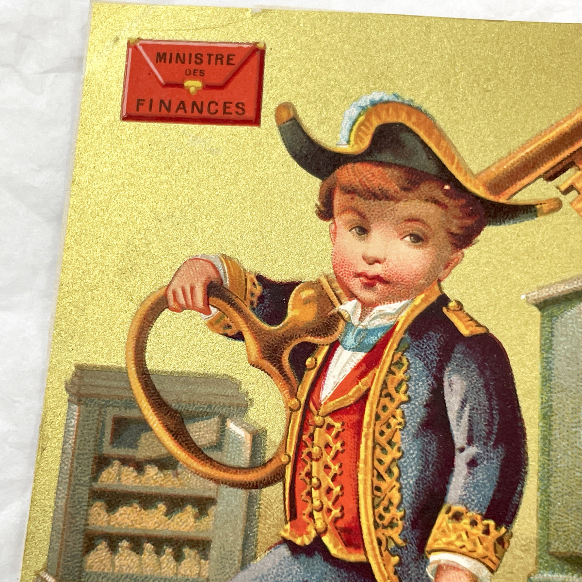 Late 19th - Two French Ministry Of Finance And Navy Vintage Chromos - Allegorical Child Figures - Collectible Art Prints