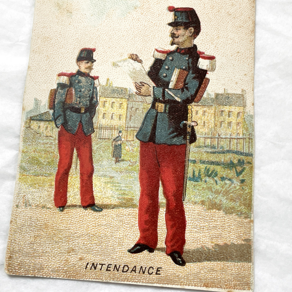Late 19th - French Military Uniforms Chromo Advertising Card - Casiez & Bourgeois Chicory - Intendance Remonte Antique Ephemera