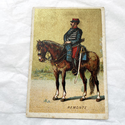 Late 19th - French Military Uniforms Chromo Advertising Card - Casiez & Bourgeois Chicory - Intendance Remonte Antique Ephemera