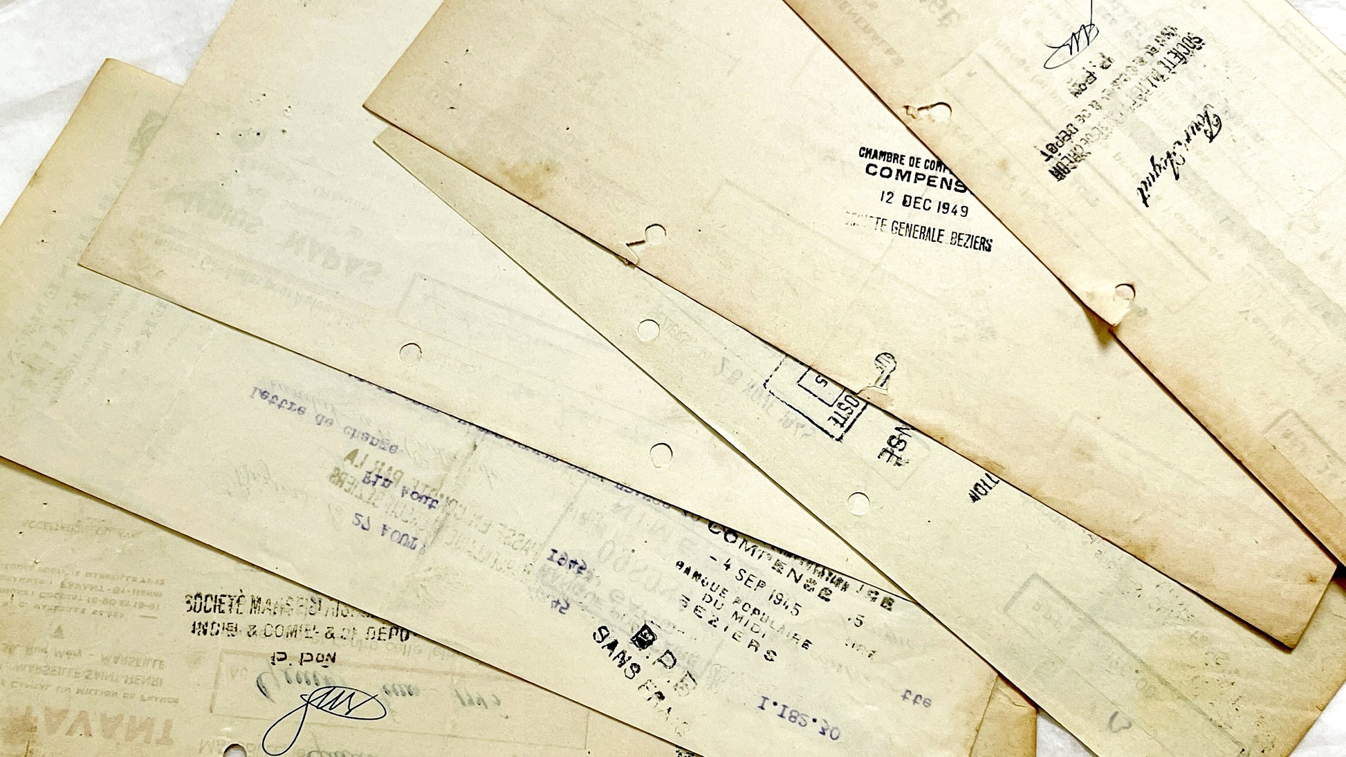 1940s - Lot of 6 Vintage French Bills of Exchange – Handwritten Commercial Documents with Stamps