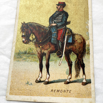 Late 19th - French Military Uniforms Chromo Advertising Card - Casiez & Bourgeois Chicory - Intendance Remonte Antique Ephemera