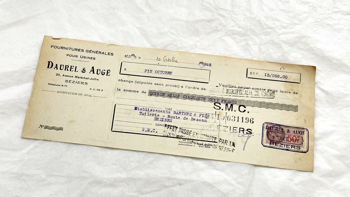 1940s - Lot of 6 Vintage French Bills of Exchange – Handwritten Commercial Documents with Stamps