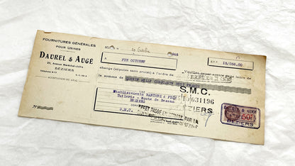 1940s - Lot of 6 Vintage French Bills of Exchange – Handwritten Commercial Documents with Stamps