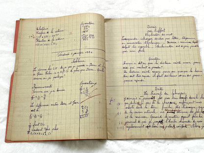 1920s - French Schoolgirl's Antique Class Notebook - Handwritten Lessons & Maps - Vintage Educational Ephemera Manuscript Journal
