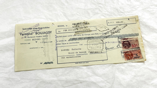 1940s - Lot of 6 Vintage French Bills of Exchange – Handwritten Commercial Documents with Stamps