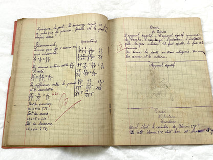 1920s - French Schoolgirl's Antique Class Notebook - Handwritten Lessons & Maps - Vintage Educational Ephemera Manuscript Journal