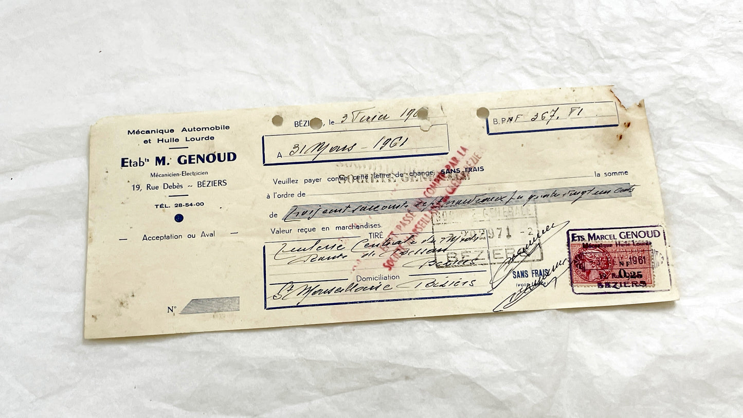 1650s - Lot of 6 Vintage French Bills of Exchange – Handwritten Commercial Documents with Stamps