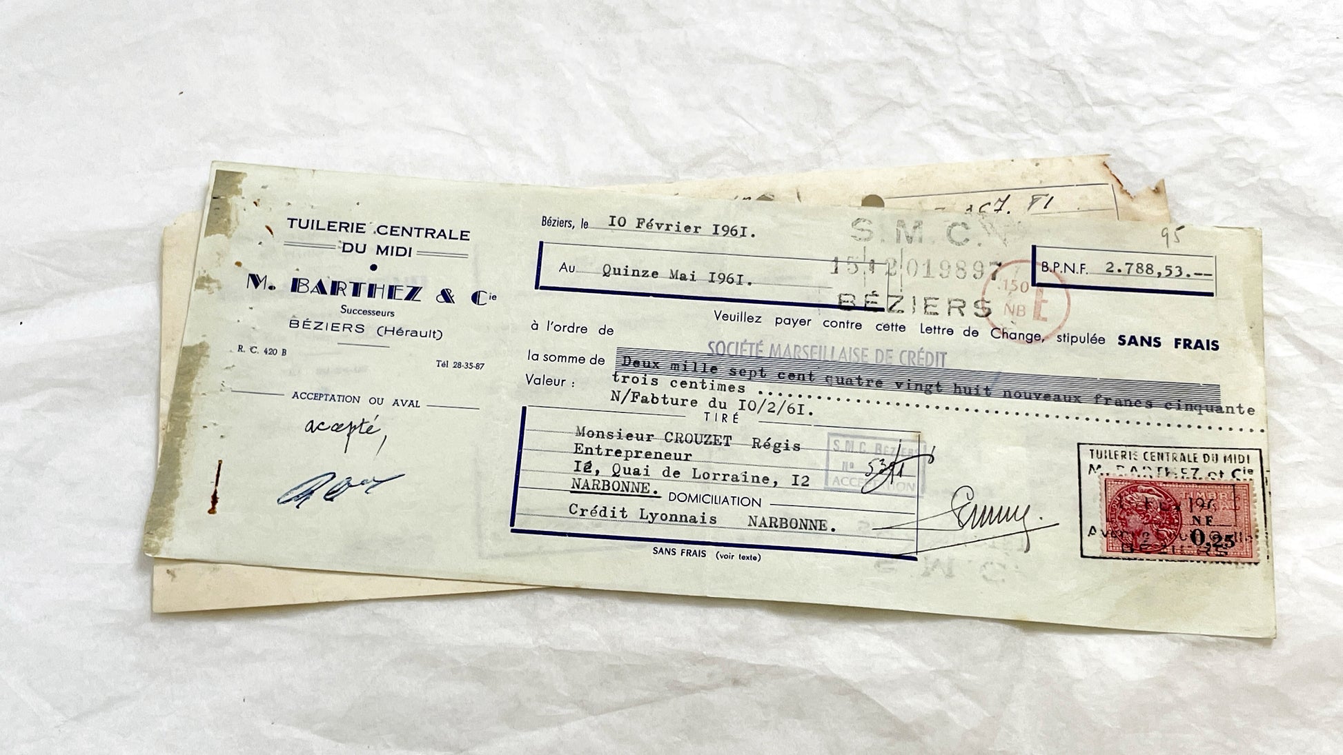 1650s - Lot of 6 Vintage French Bills of Exchange – Handwritten Commercial Documents with Stamps