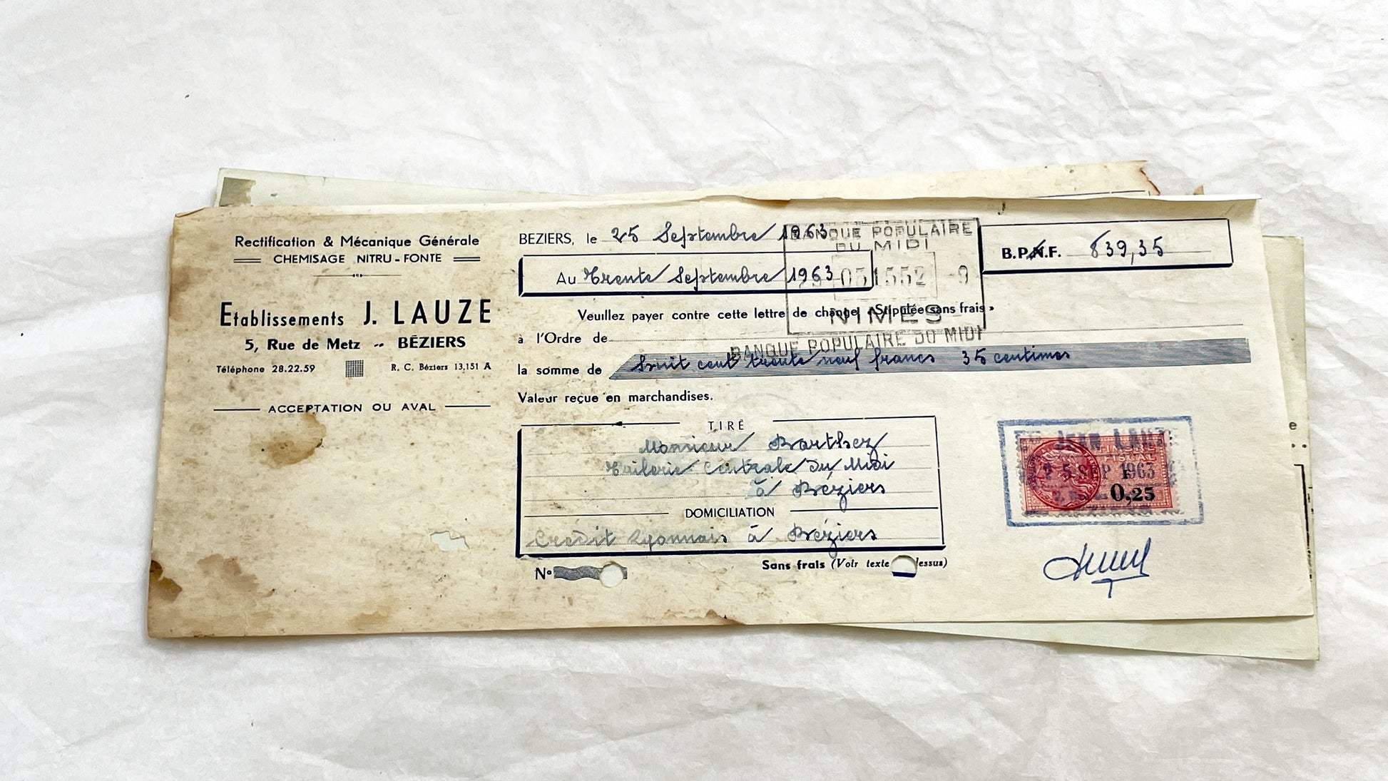 1650s - Lot of 6 Vintage French Bills of Exchange – Handwritten Commercial Documents with Stamps