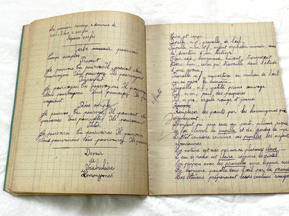 1920s - Vintage French School Notebook - Young Girl's Handwritten Exercises - Historic Classroom Ephemera - Daily Life in France