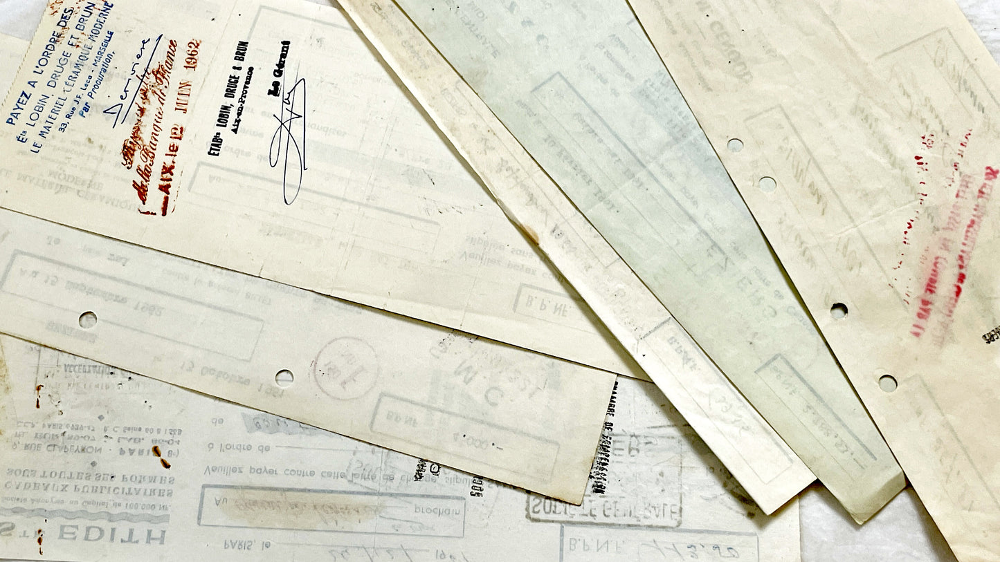 1650s - Lot of 6 Vintage French Bills of Exchange – Handwritten Commercial Documents with Stamps