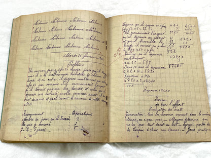 1920s - Vintage French School Notebook - Young Girl's Handwritten Exercises - Historic Classroom Ephemera - Daily Life in France