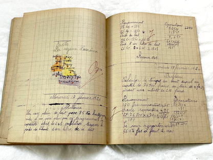 1920s - Vintage French School Notebook - Young Girl's Handwritten Exercises - Historic Classroom Ephemera - Daily Life in France